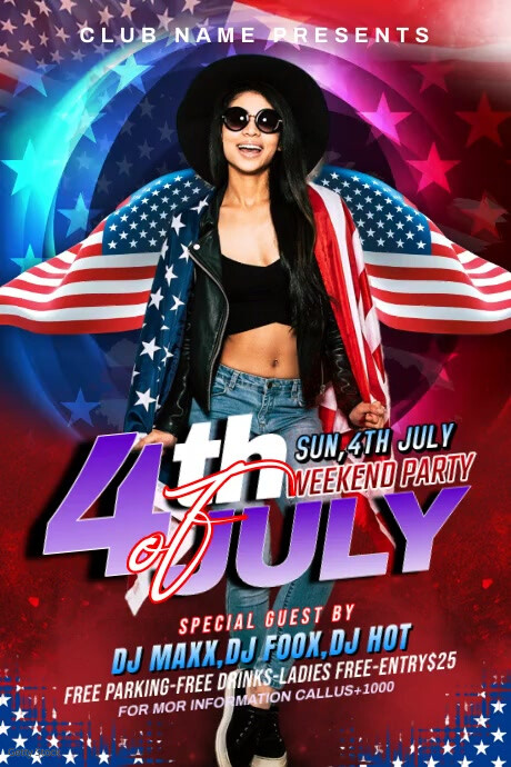 4TH OF JULY WEEKEND PARTY FLYER Плакат template