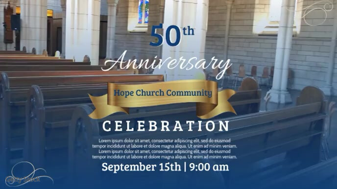50th Anniversay Church Celebration Video Template Ekran reklamowy (16:9)