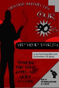 90's Hip Hop Party Invitation Gráfico de Pinterest template