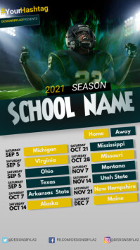 American Football Calendar green flame Instagram Story template