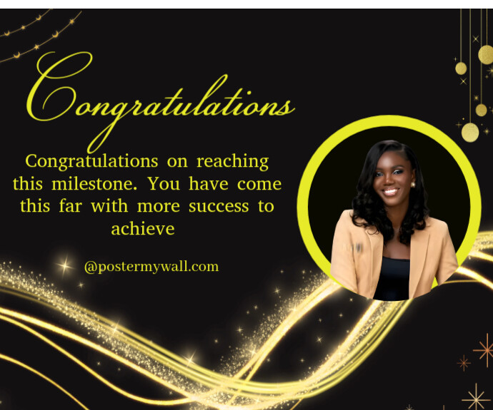 Black Futuristic Congratulations Wish Card Medium Rectangle template