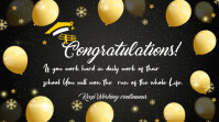 Black  Graduation Announcement Invitation Dig งานแสดงผลงานแบบดิจิทัล (16:9) template
