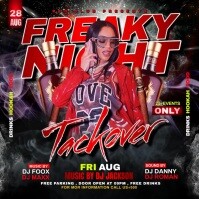 Black Joyful Night Party Tackover Video Flyer Square (1:1) template