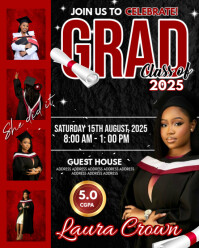 Black Maximalist Red And Black Graduation Party Invitation Template Design Card  Instagram Portrait