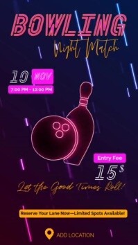 Black Neon Bowling Night Match Youtube Short template