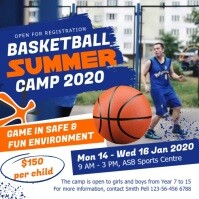 Blue and Orange Basketball Camp Square Video template