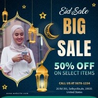 Blue Eid sale special offer online ad Publicación de Instagram template