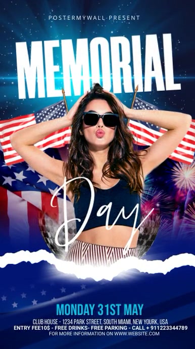 Memorial Day Celebration Flyer Digitalt display (9:16) template