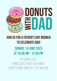 Donuts with dad brunch invitation A5 template