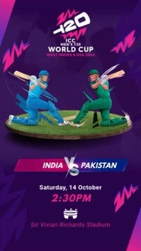 India Vs New Zealand Icc Men's T20 World Cup Instagram Story template