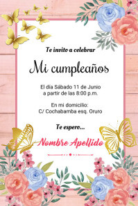 Invitación cumpleaños mujer Gráfico de Pinterest template