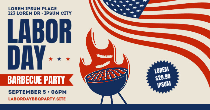 LABOR DAY BBQ BANNER Ibinahaging Larawan sa Facebook template