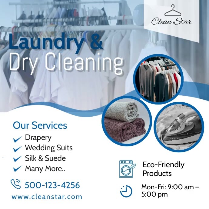 Laundry & Dry Cleaning Social Media Post Quadrado (1:1) template