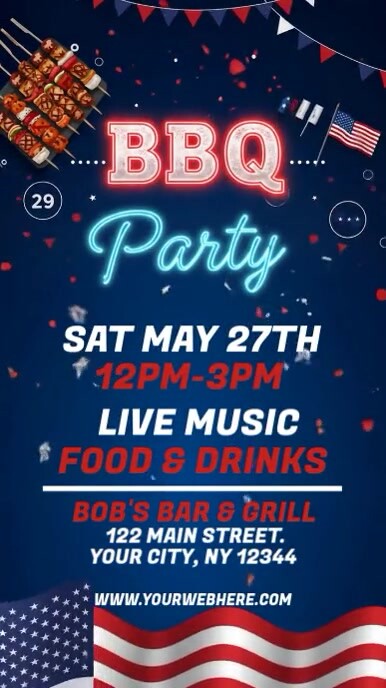 Memorial Day BBQ Party Reel do Instagram template