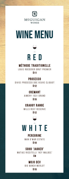 Minimalist wine menu Letter Setengah Halaman template