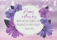 Mother's Day poem greeting card A5 template