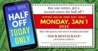 ONE DAY ONLY RESTAURANT BOHO COUPON DEAL (1) Imagen Compartida en Facebook template