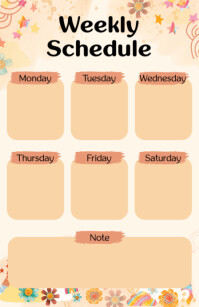 Orange Modern & Minimal Weekly Schedule Template Half Page Wide