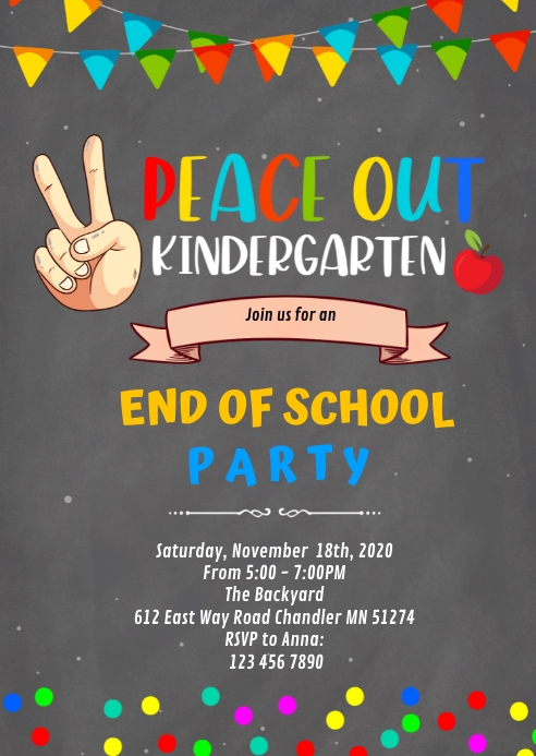 Peace out kindergarten theme A6 template