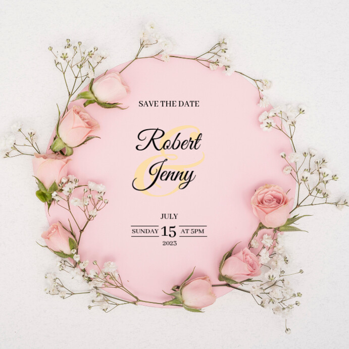Pink Floral Invitations Kwadrat (1:1) template