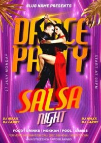 Pink Joyful Salsa Night Party Flyer A4 template