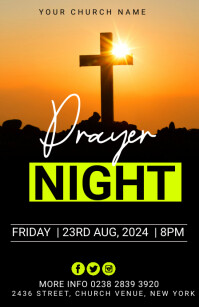 prayer night church flyer Template Tabloid