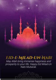 Purple Futuristic , Milad-un-nabi Greeting Ca A4 template