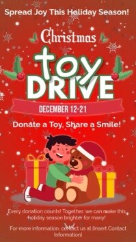 Red Joyful Toy Drive Ad Instagram Reel template