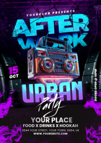 Retro 90s Party Flyer A5 template