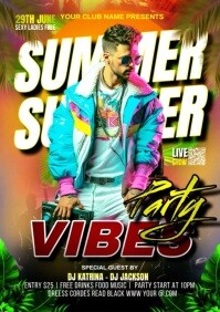 summer vibes night party flyer A4 template