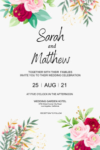 wedding invitation flyer template Banner 4' × 6'