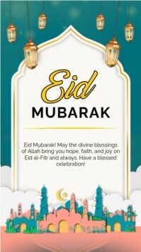 White Floral Happy Eid Mubarak Celebration Wishes  Instagram Reel template