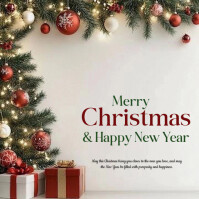 White Joyful Merry Christmas And Happy New Year  Instagram Post template