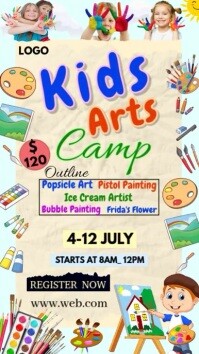 Yellow Joyful Kids Art Camp Instagram Story template